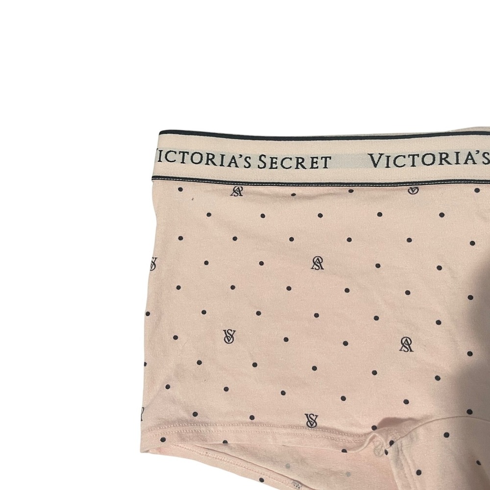 NWOT Victoria's Secret Shortie Panties L Cotton Blend Pink with VS Logo Dots - Picture 2 of 7